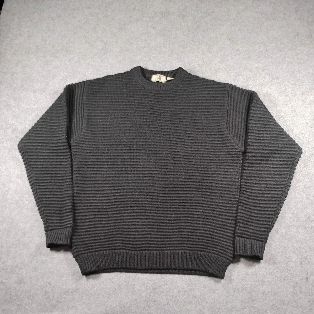 Vintage EMS Eastern Mountain Sports Men's S Wool Ribbed Crewneck Sweater Black